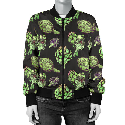 Artichoke Pattern Print Design 02 Women's Bomber Jacket