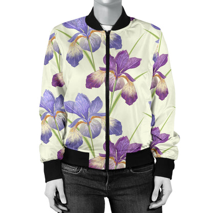 Iris Pattern Print Design IR08 Women Bomber Jacket