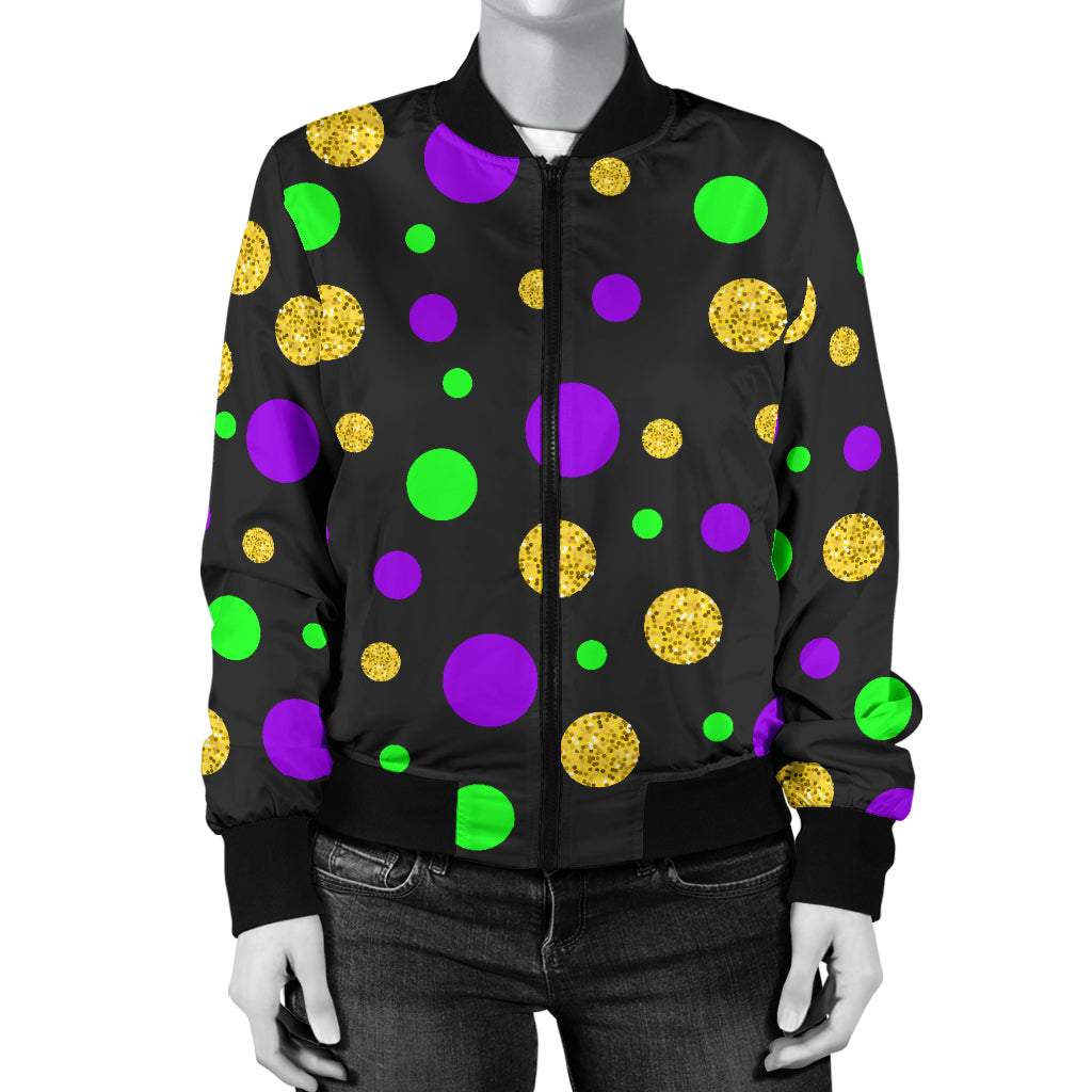 Mardi Gras Pattern Print Design 07 Women's Bomber Jacket