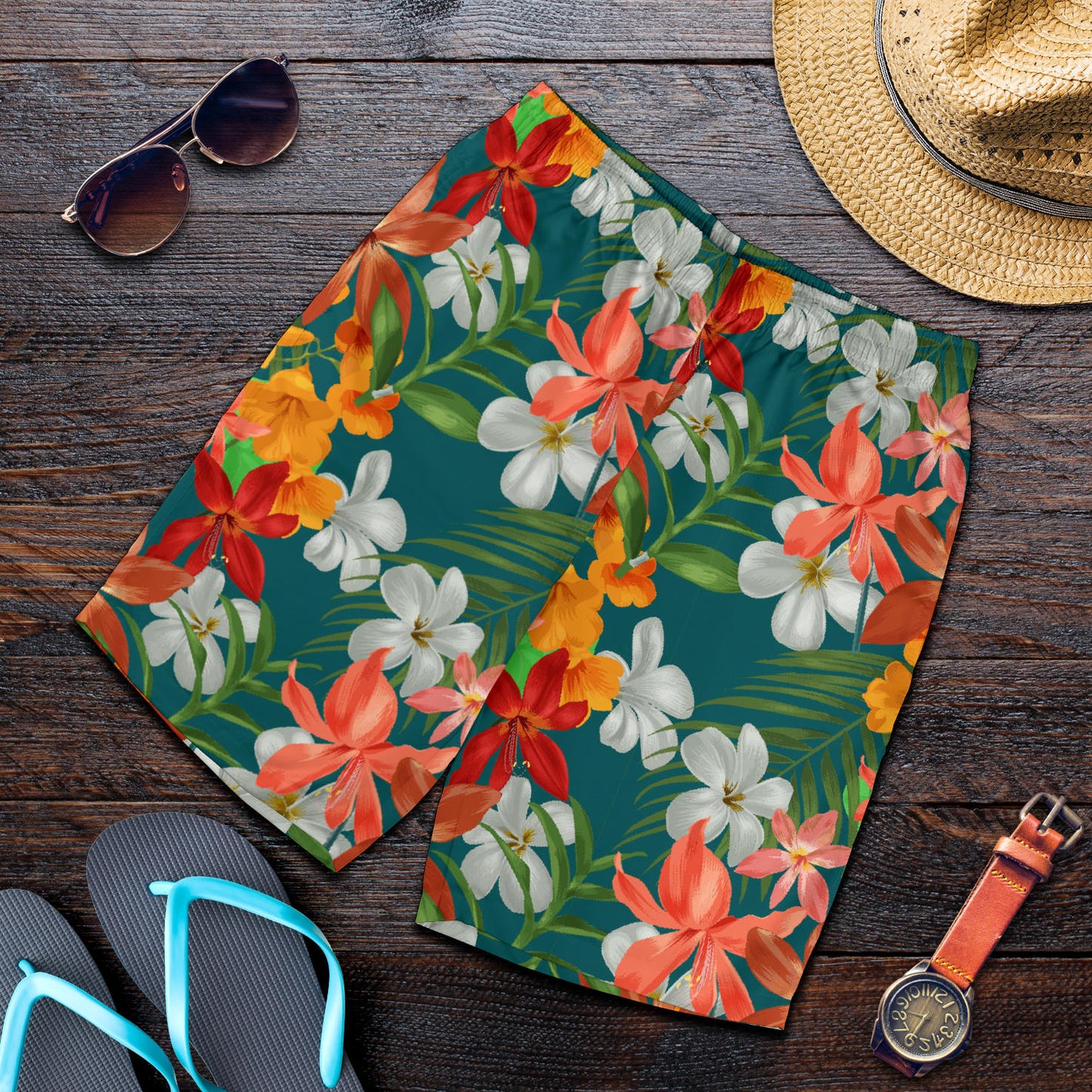 Amaryllis Pattern Print Design AL06 Mens Shorts