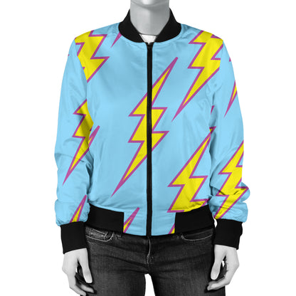 Lightning Thunder Pattern Print Design 02 Women's Bomber Jacket
