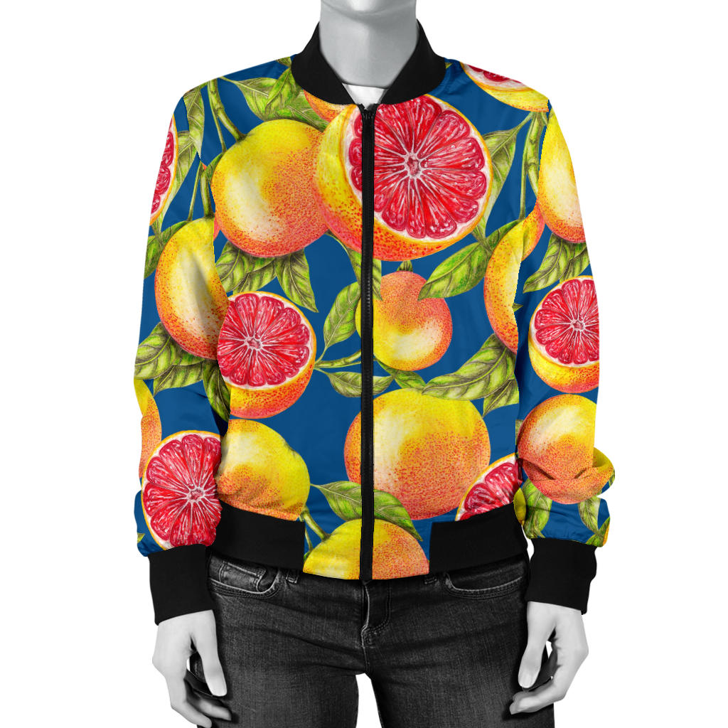 Grapefruit Pattern Print Design GF04 Women Bomber Jacket