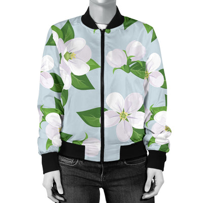 Apple blossom Pattern Print Design AB04 Women Bomber Jacket