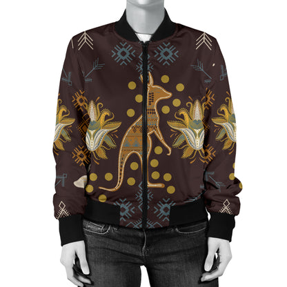 Kangaroos Pattern Print Design 03 Women's Bomber Jacket