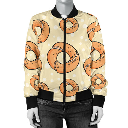 Bagel Pattern Print Design 03 Women's Bomber Jacket