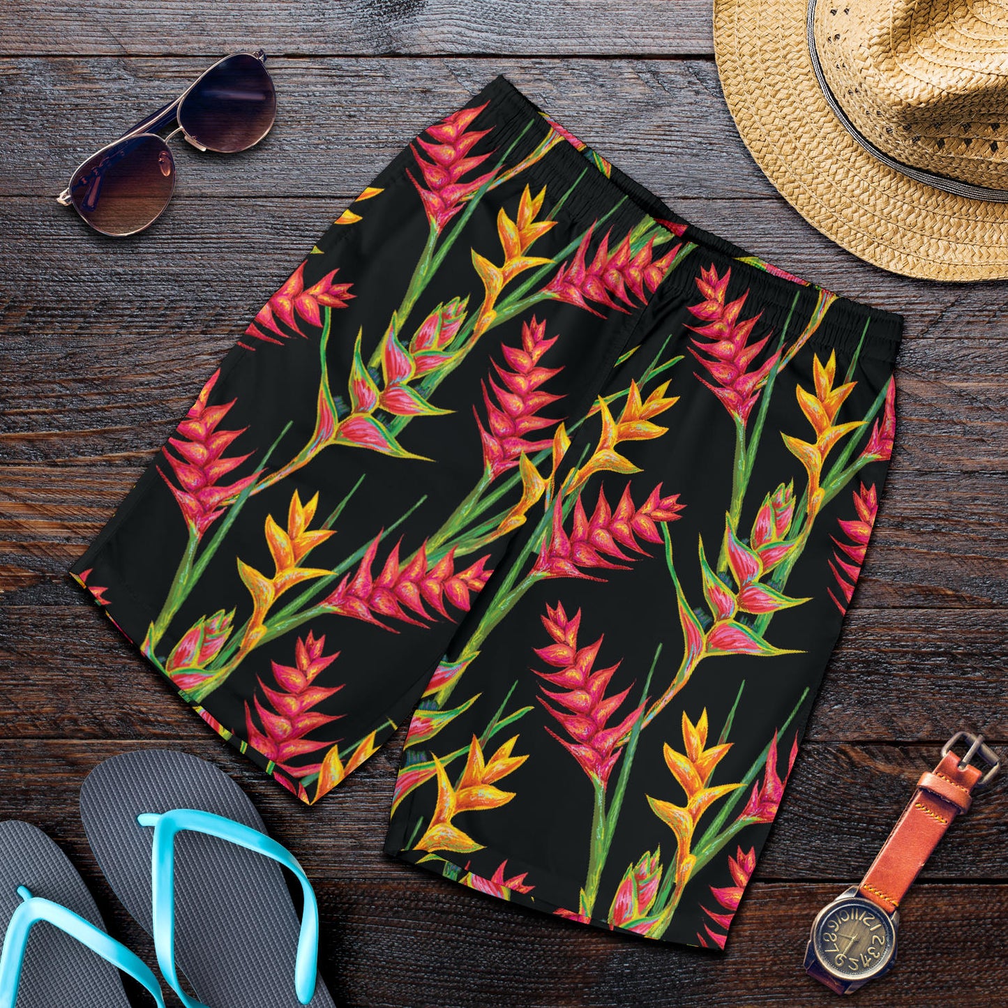 Heliconia Pattern Print Design HL01 Mens Shorts