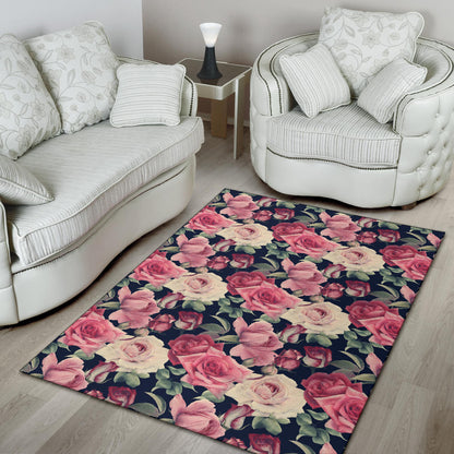 Rose Pattern Print Design RO05 Area Rugs