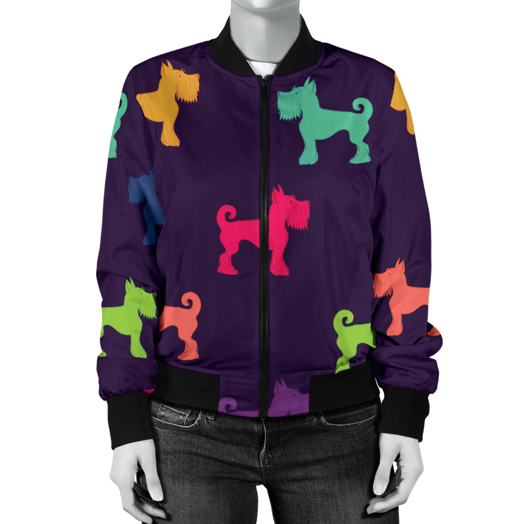 Schnauzers Pattern Print Design A05 Women's Bomber Jacket