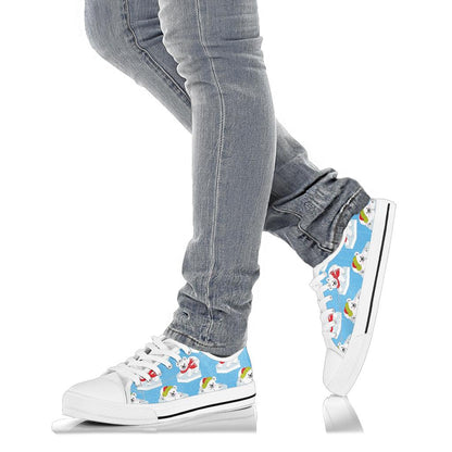 Polar Bear Pattern Print Design PB06 White Bottom Low Top Shoes