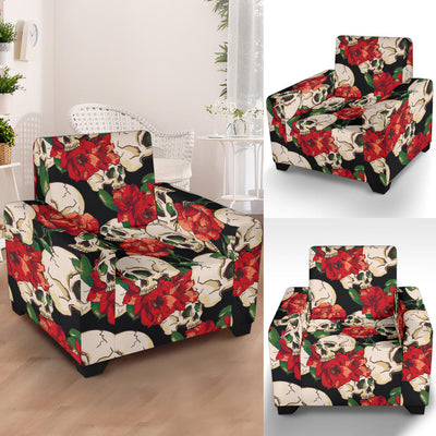 Skull Red Rose Armchair Slipcover