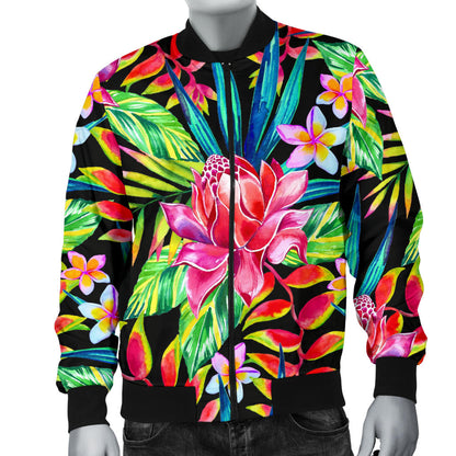 Heliconia Pattern Print Design HL02 Men Bomber Jacket