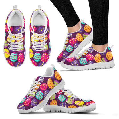 Easter Eggs Pattern Print Design RB04 Sneakers White Bottom Shoes