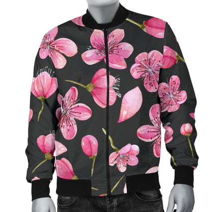 Apple blossom Pattern Print Design AB03 Men Bomber Jacket