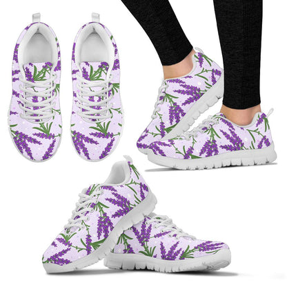 Lavender Pattern Print Design LV02 Sneakers White Bottom Shoes