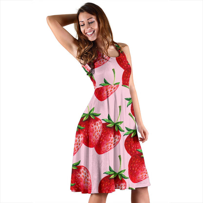 Strawberry Pattern Print Design SB03 Midi Dress