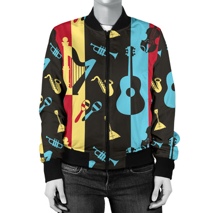 Jazz Pattern Print Design 02 Women's Bomber Jacket