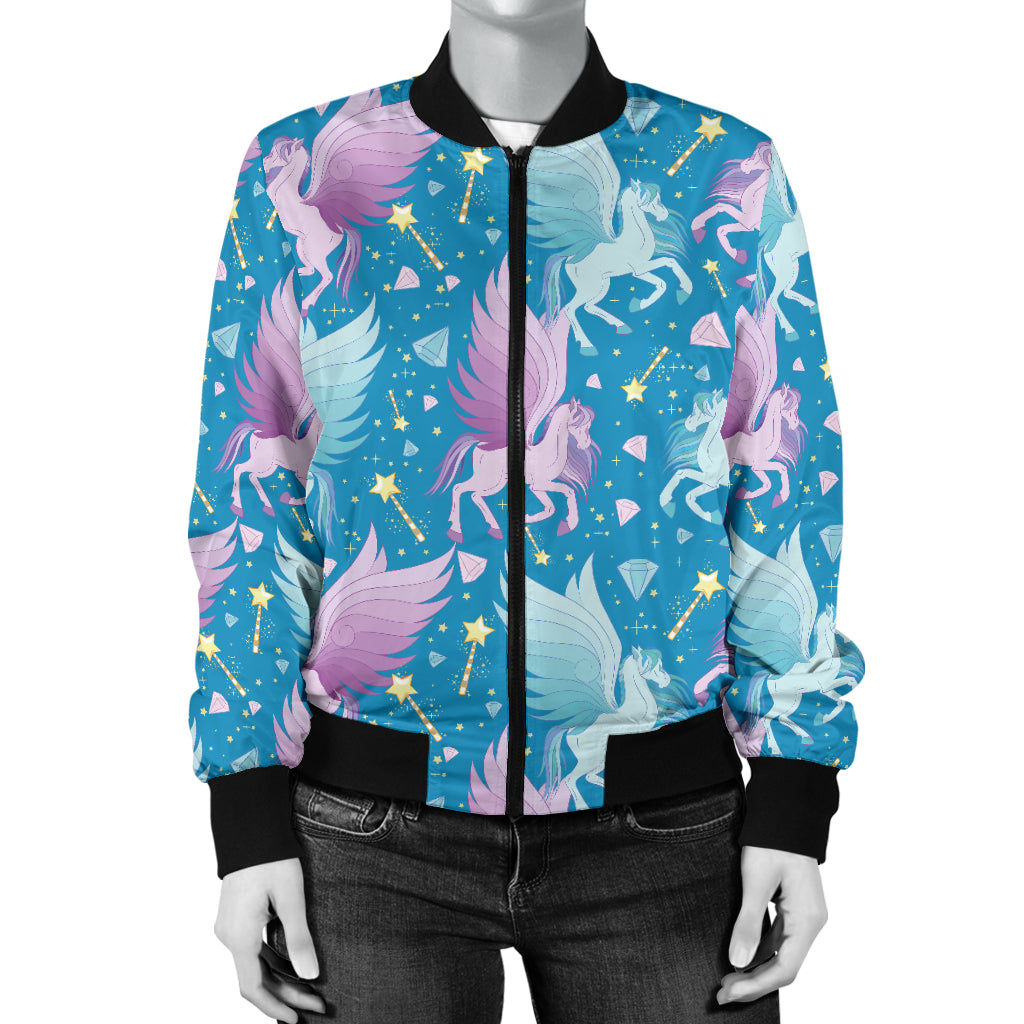 Pegasus Pattern Print Design 04 Women's Bomber Jacket