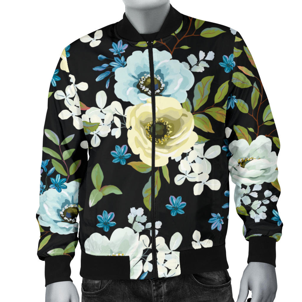 Anemone Pattern Print Design AM03 Men Bomber Jacket