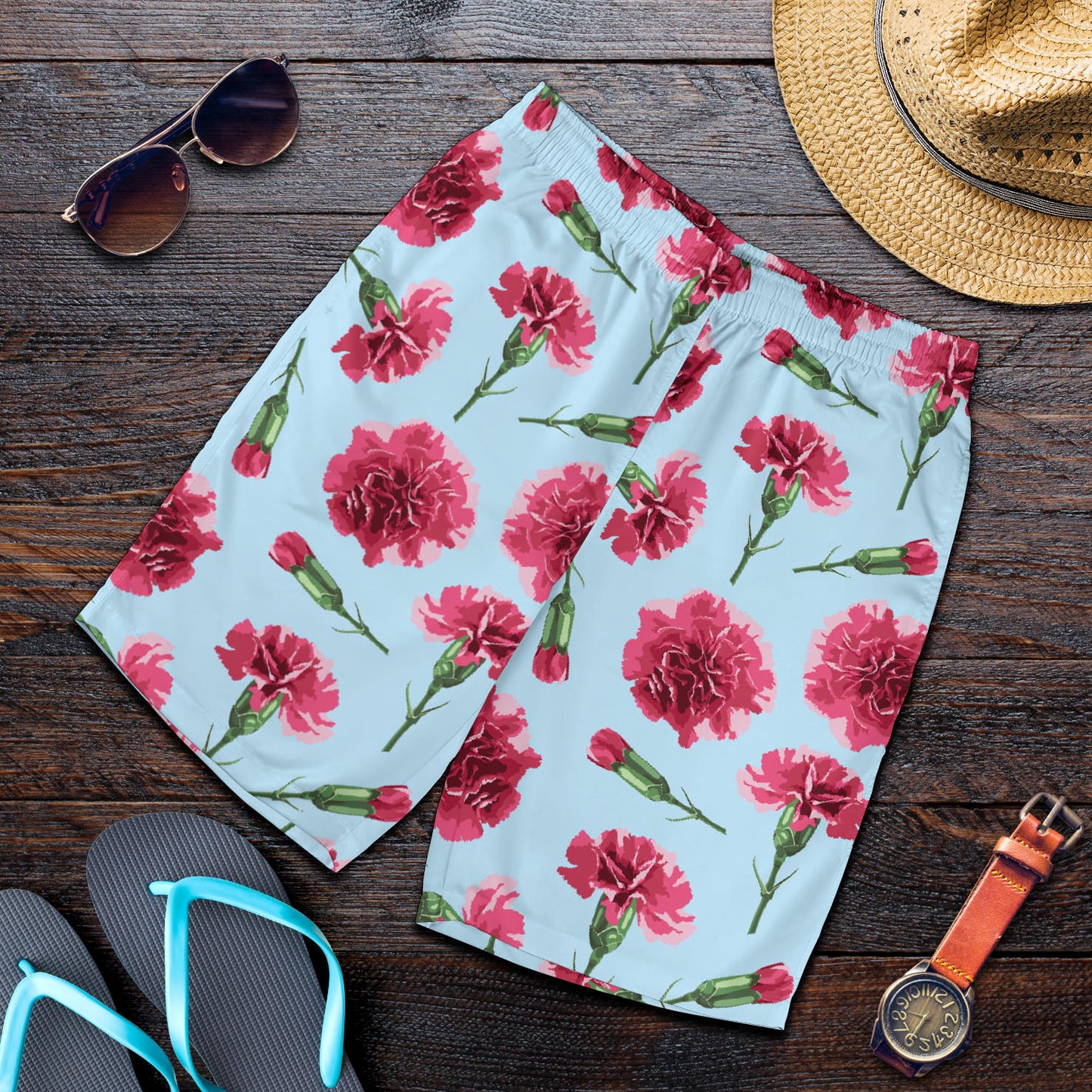 Carnations Pattern Print Design CN01 Mens Shorts