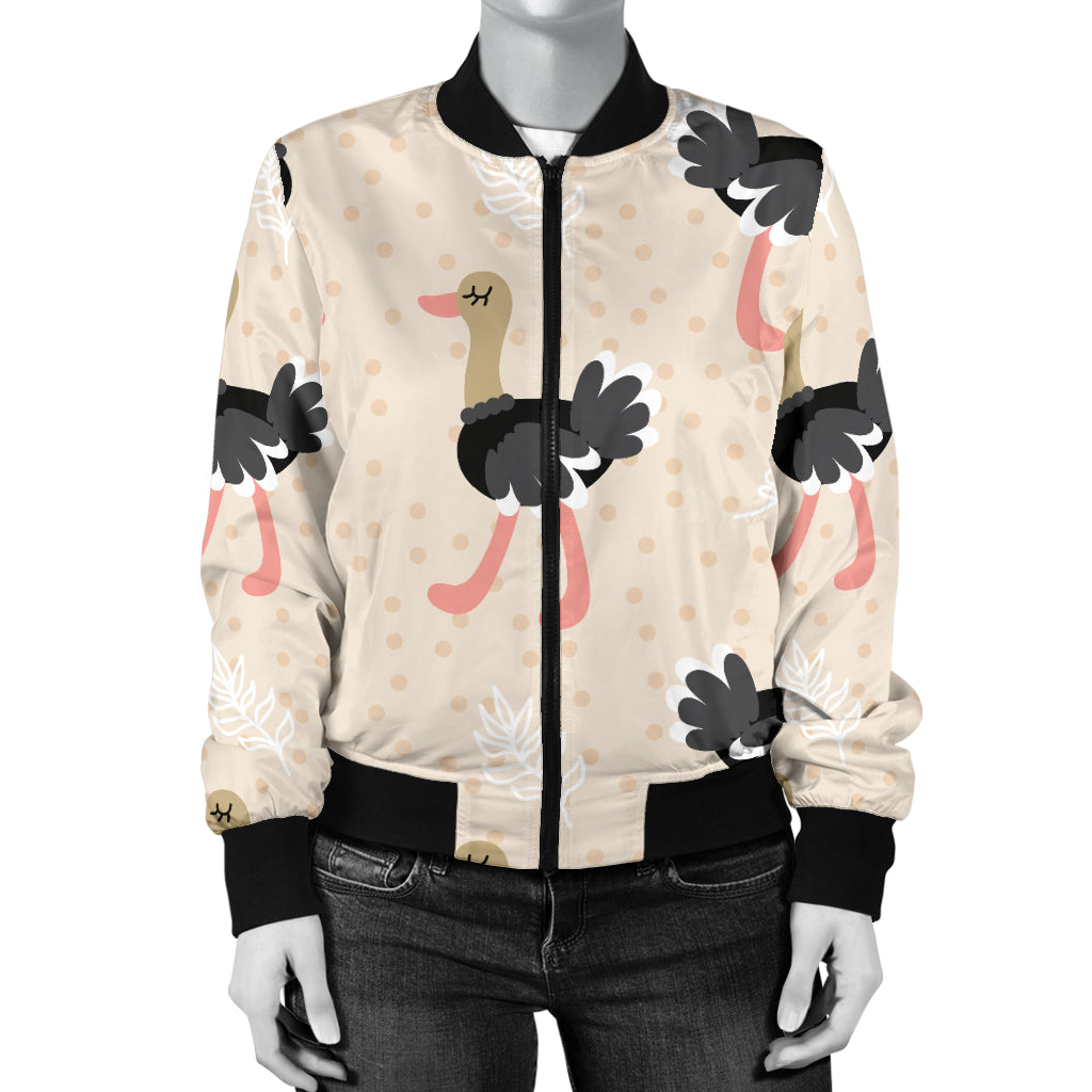 Ostrich Pattern Print Design 02 Women's Bomber Jacket