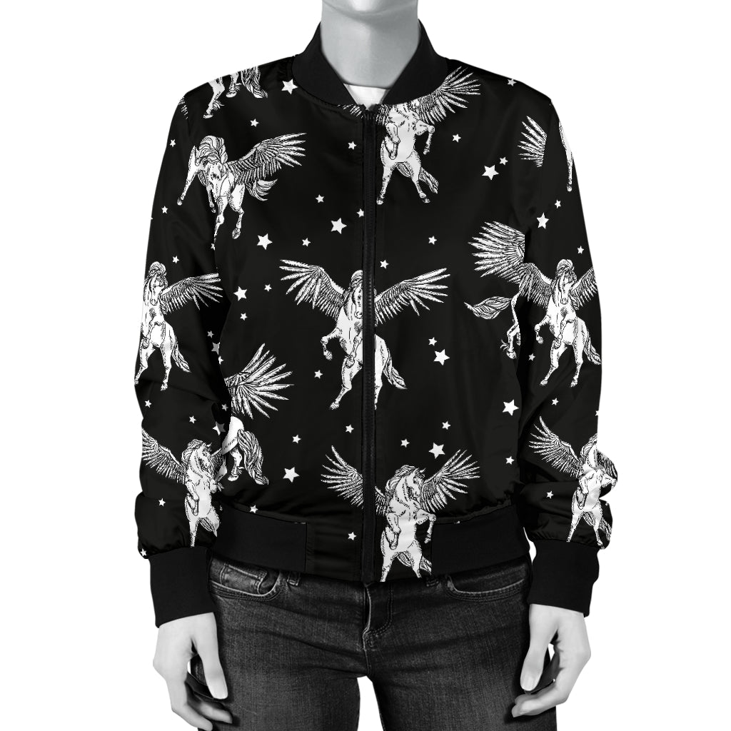 Pegasus Pattern Print Design 01 Women's Bomber Jacket