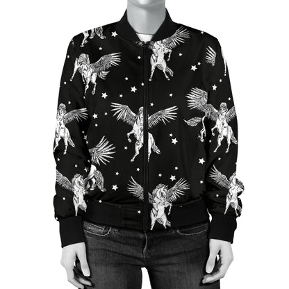 Pegasus Pattern Print Design 01 Women's Bomber Jacket