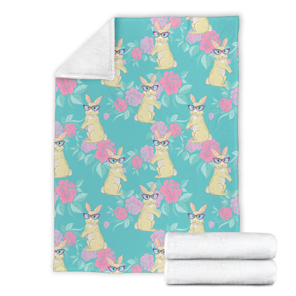 Rabbit Pattern Print Design RB05 Fleece Blanket