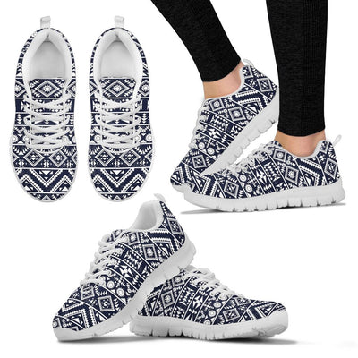 Blue White Tribal Aztec Sneakers White Bottom Shoes