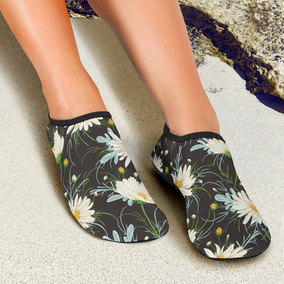 Daisy Pattern Print Design DS08 Aqua Water Shoes