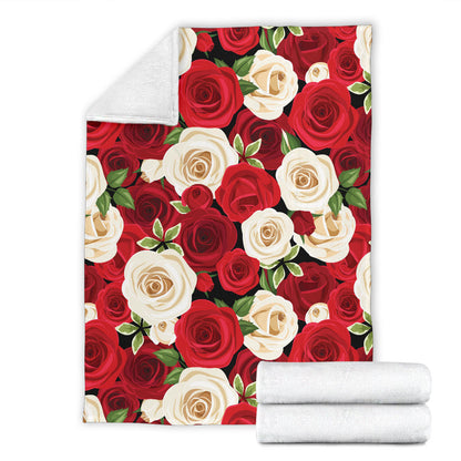 Rose Pattern Print Design RO06 Fleece Blanket