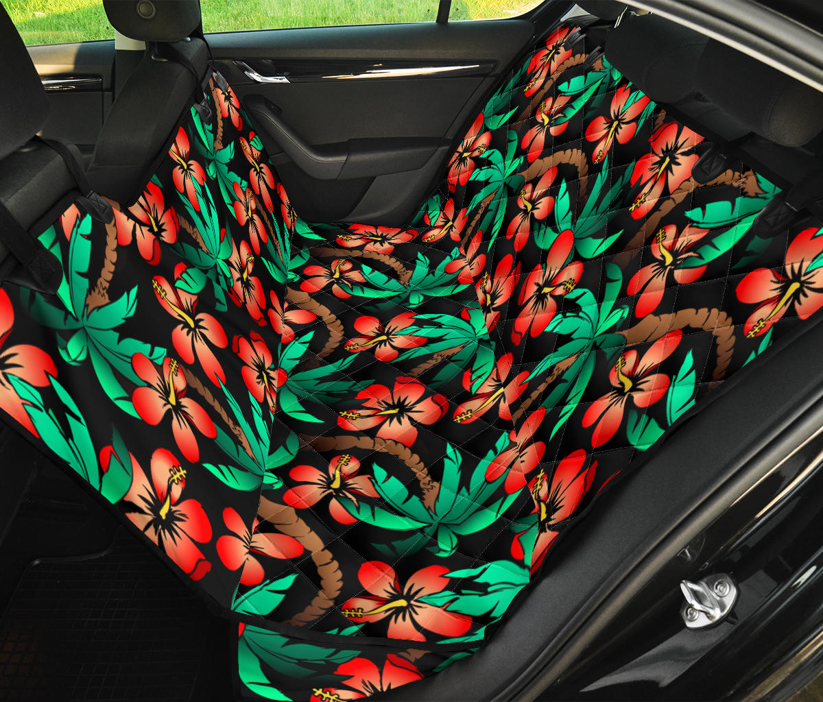 Hawaiian Themed Pattern Print Design H022 Rear Dog  Seat Cover