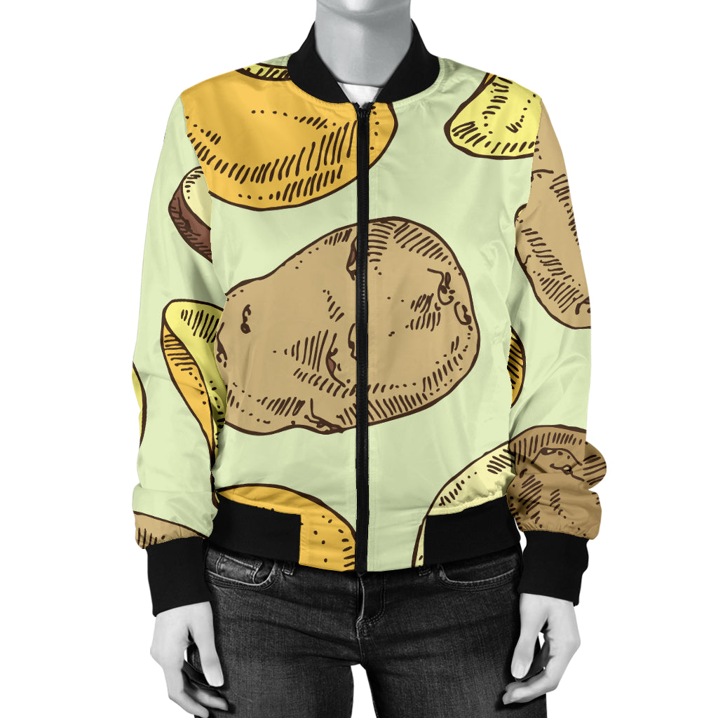 Potato Pattern Print Design A03 Women's Bomber Jacket