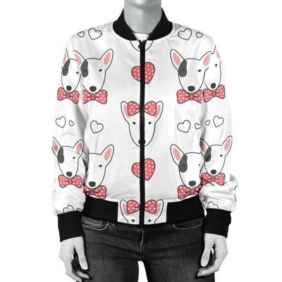 Bull Terriers Pattern Print Design 08 Women's Bomber Jacket