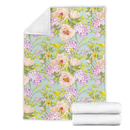 Hydrangea Pattern Print Design HD02 Fleece Blanket
