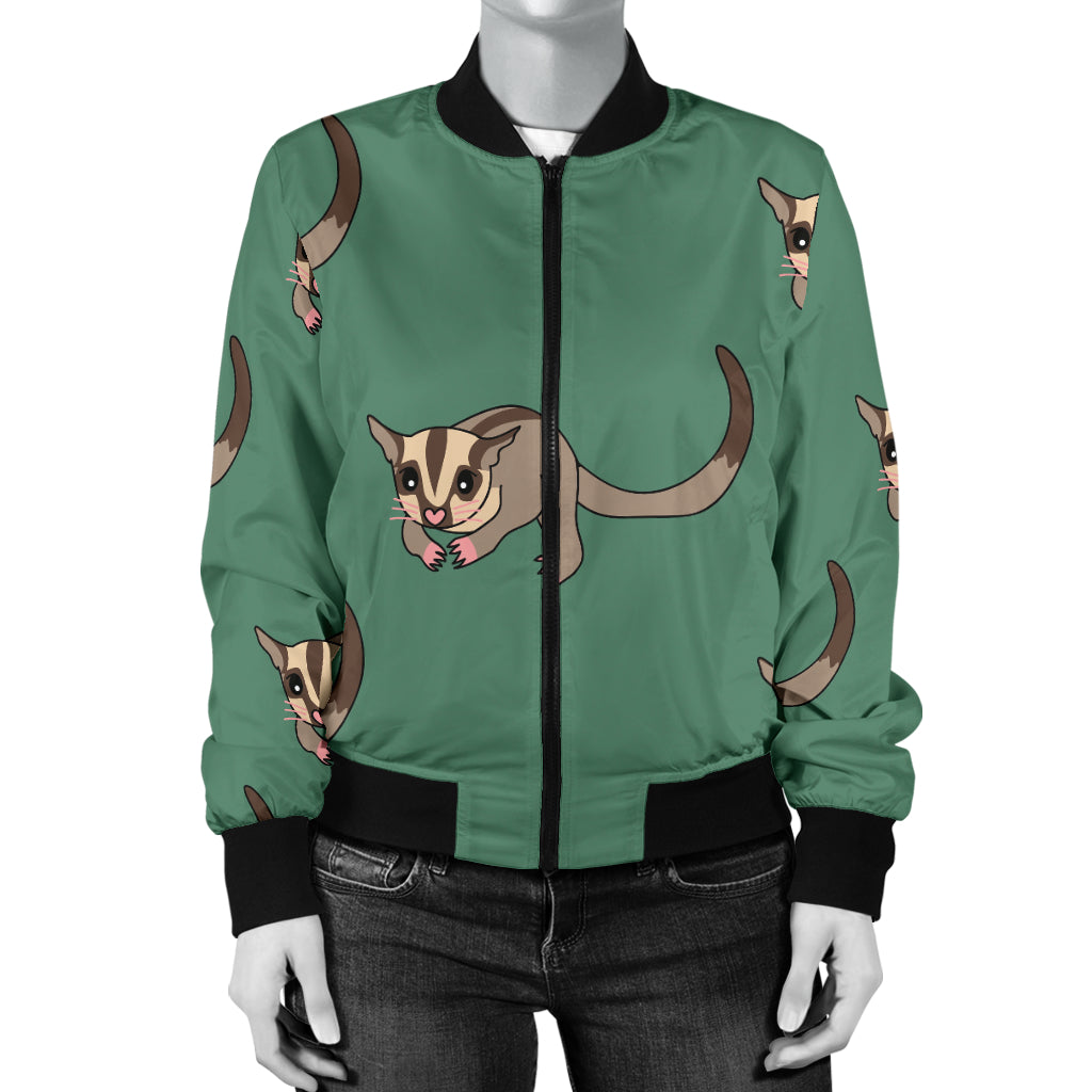 Sugar Glider Pattern Print Design 01 Women's Bomber Jacket