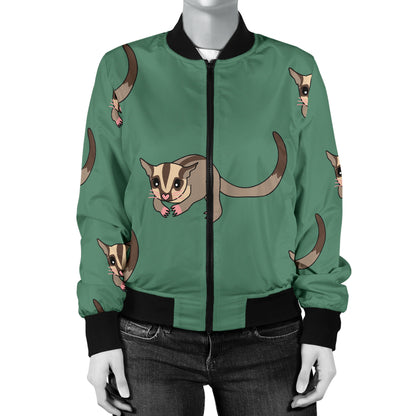 Sugar Glider Pattern Print Design 01 Women's Bomber Jacket