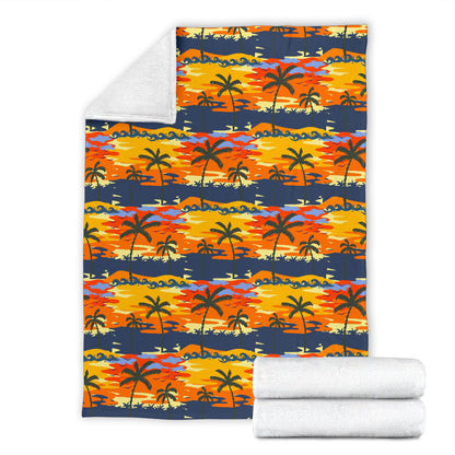 Palm Tree Pattern Print Design PT010 Fleece Blanket