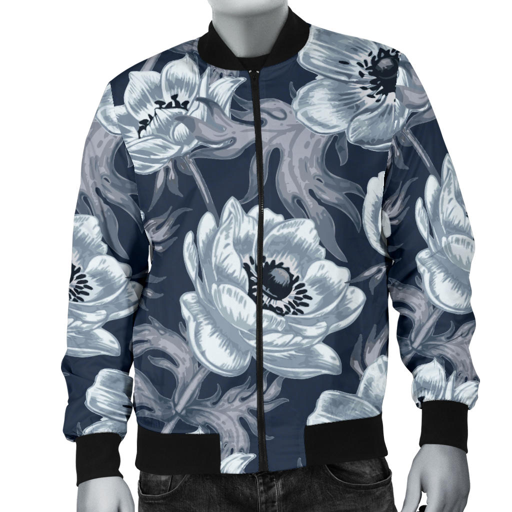 Anemone Pattern Print Design AM09 Men Bomber Jacket