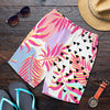 Pink Tropical Palm Leaves Mens Shorts