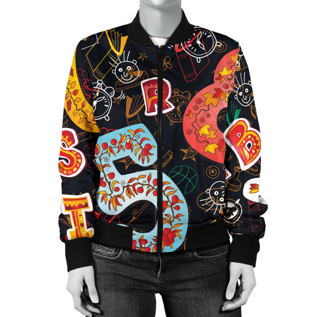 Number Pattern Print Design A03 Women's Bomber Jacket