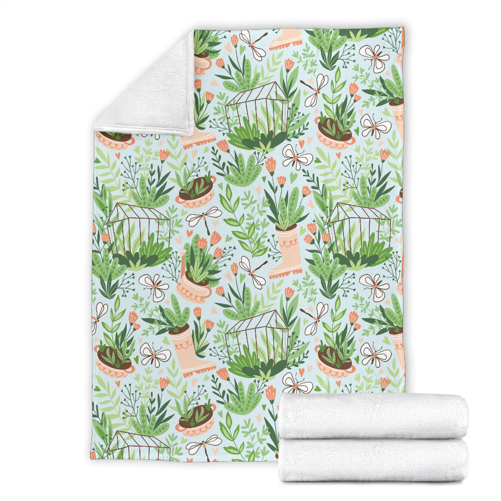 Gardening Pattern Print Design G04 Fleece Blanket