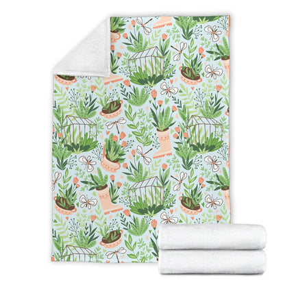 Gardening Pattern Print Design G04 Fleece Blanket