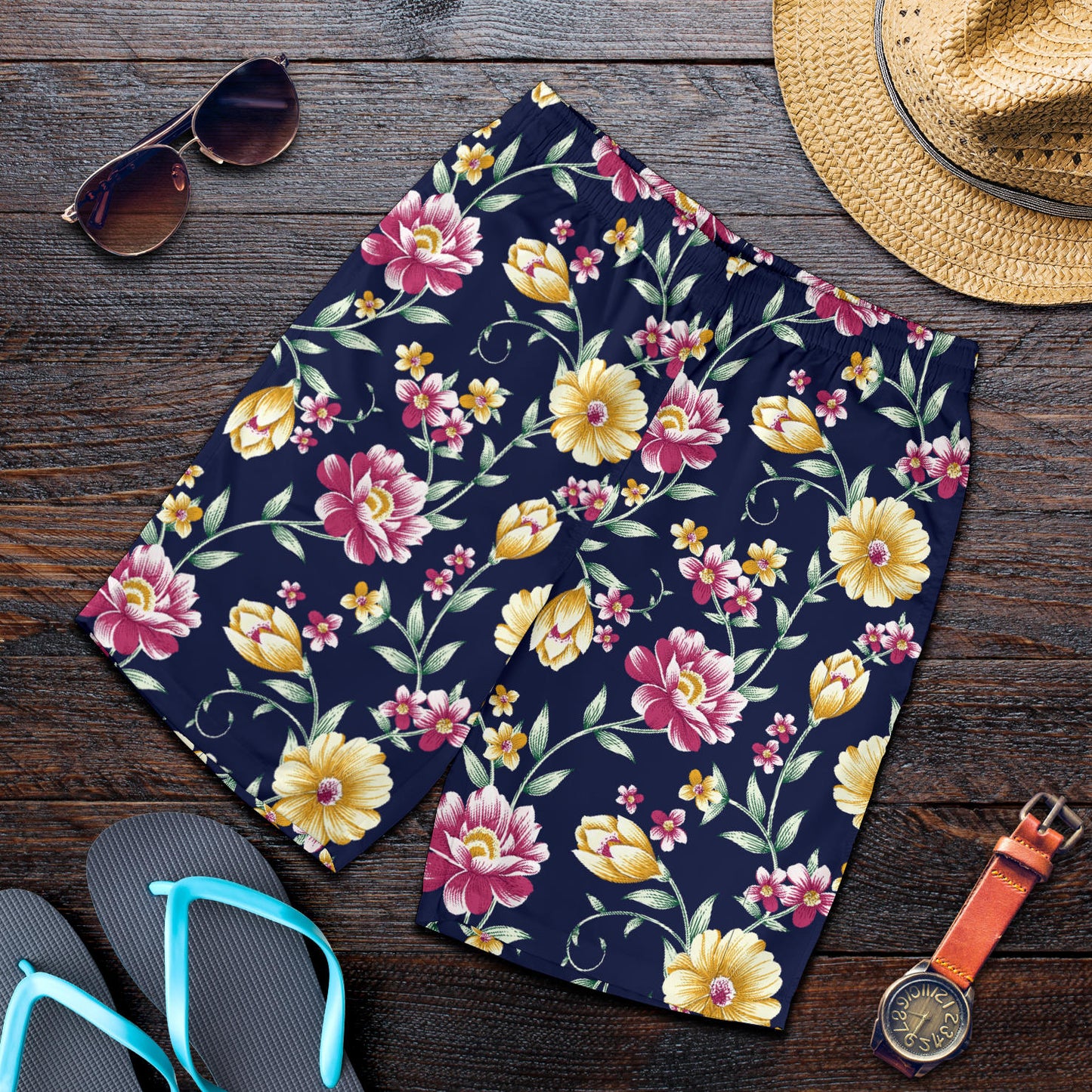 Gerberas Pattern Print Design GB03 Mens Shorts