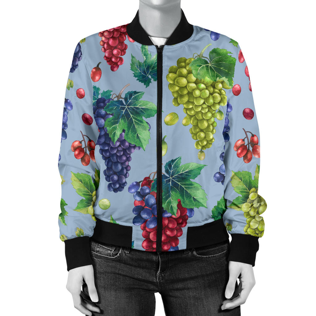 Grape Pattern Print Design GP06 Women Bomber Jacket