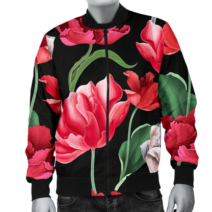 Tulip Pattern Print Design TP08 Men Bomber Jacket