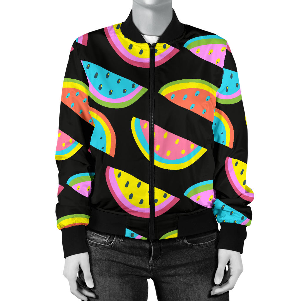 Watermelon Pattern Print Design WM08 Women Bomber Jacket
