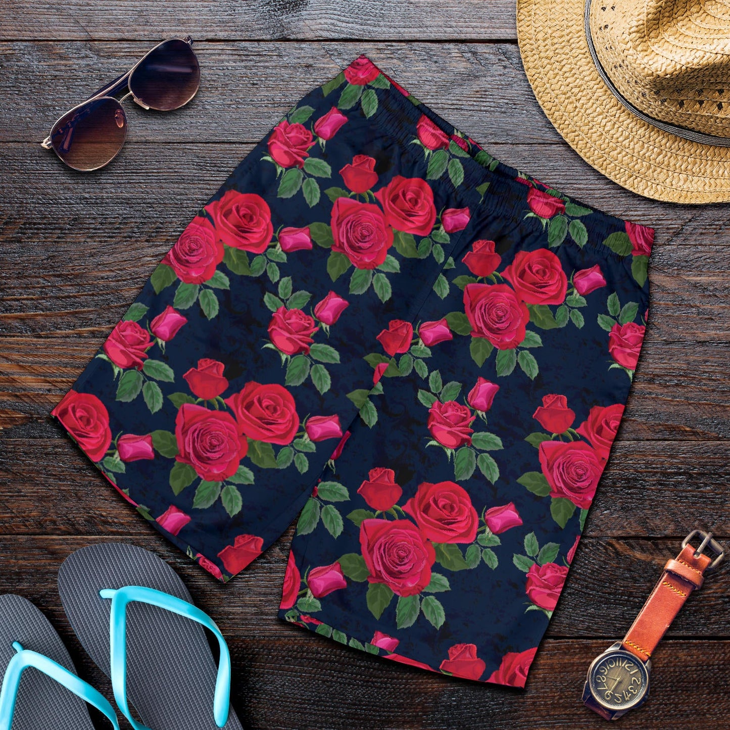 Rose Pattern Print Design A04 Mens Shorts