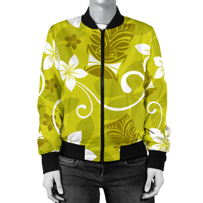 Hawaiian Themed Pattern Print Design H019 Women Bomber Jacket