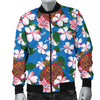 Sea Turtle Pink Hibiscus Hawaiian Print Men Bomber Jacket