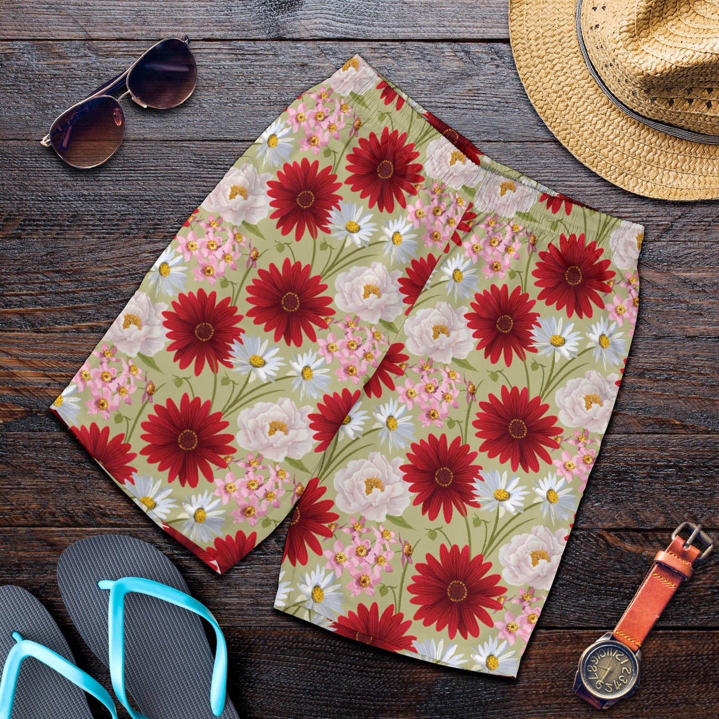 Gerberas Pattern Print Design GB07 Mens Shorts